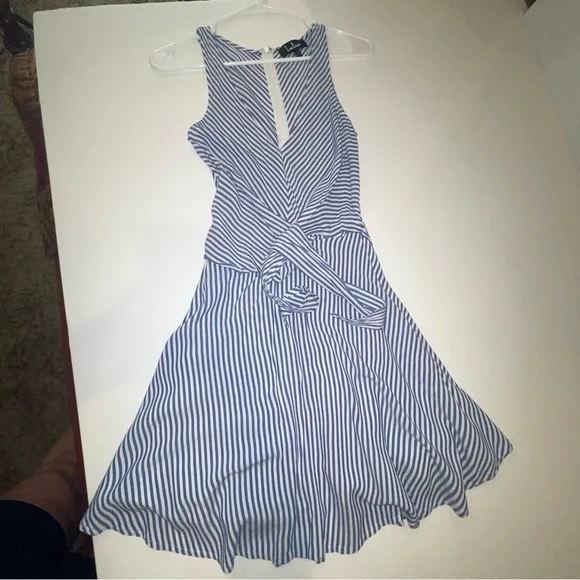 Lulu’s Teague Blue And White Striped Tie Front Dress - Picture 5 of 17